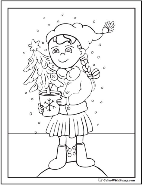 christmas tree coloring pages fun   snow