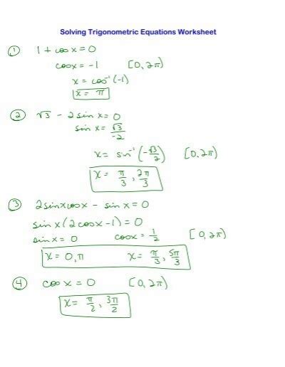 solve trig equations worksheet support worksheet
