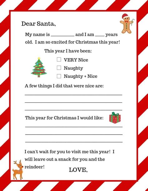 printable downloadable letter  santa template  printable