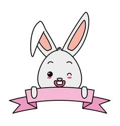 bunny rabbit  face head  icon doodle vector image