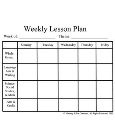 preschool lesson plan template    printable