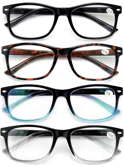 4 pair reading glasses blue light blocking filter uv ray glare
