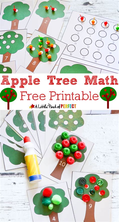 apple tree math activity   printable kindergarten preschool