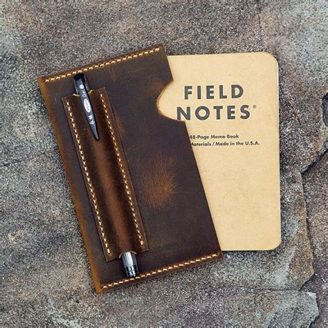 travel leather sleeve  field notes pocket size distressed leather