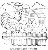 Farm Clipart Fence Rooster Outlined Cartoon Visekart Royalty Vector Coloring Illustration Template Bukura Vizatime Te Clipartof sketch template