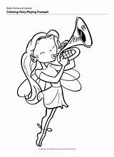 Coloring Trumpet Pages Fairy Playing Kids Trumpets Popular Choose Board sketch template