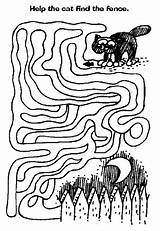 Mazes Maze Cat Printable Kids Print Easy Fence Coloring Pages Puzzle Fall Seasons sketch template
