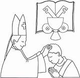 Ordine Sacrament Sacraments Religious Confirmation Laying Colouring Priest Disegno sketch template