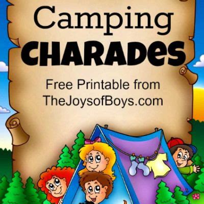 camping games  printable camping charades camping  girl scout