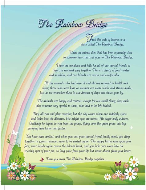 rainbow bridge poem  dogs printable printable templates