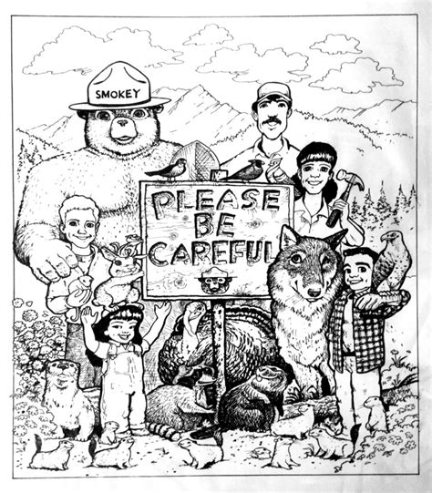 smokey bear coloring page scott  brooks studios