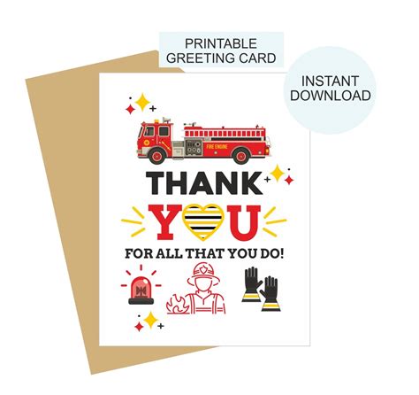 firefighter card printable firefighter   card firefighter