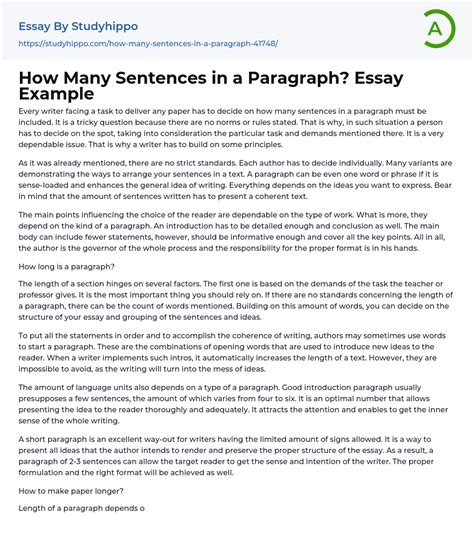 sentences   paragraph essay  studyhippocom