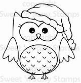 Owl Christmas Santa Digital Stamps Fun Coloring Drawing Pages Stamp Buhos Dibujos Owls Sassy Sweet Cute Sentiments Color Clip Paper sketch template