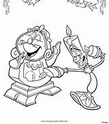 Coloring Pages Beast Beauty Disney Kids Printable Color Cogsworth Princess Colouring Belle Lumiere Sheets Sheet Cartoon Colors Visit Plate Print sketch template