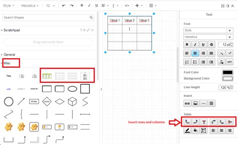 appdiagramsnet    create  simple formatted table  drawio web applications stack