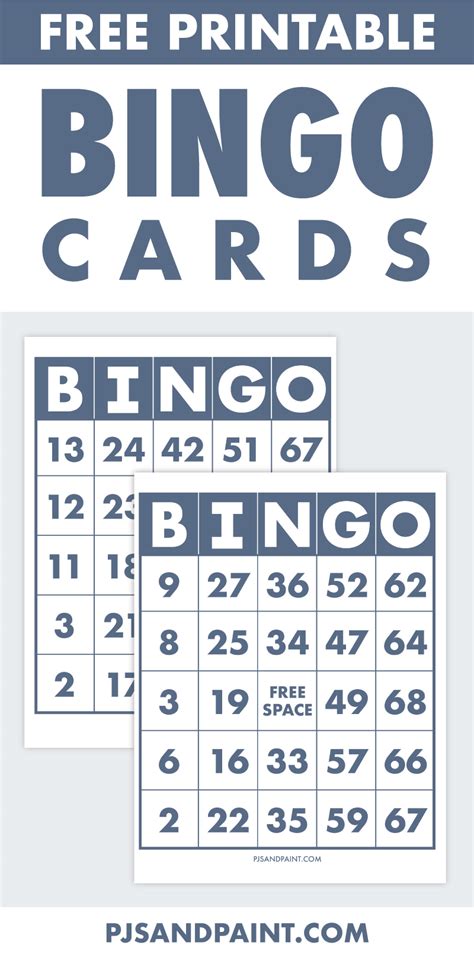 printable bingo cards pjs  paint