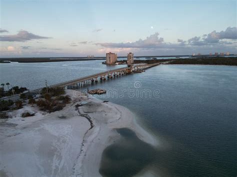 drone view   bridge   fort myers beach   stock photo image  urban