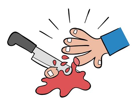 cartoon vector illustration  cut  finger   knife