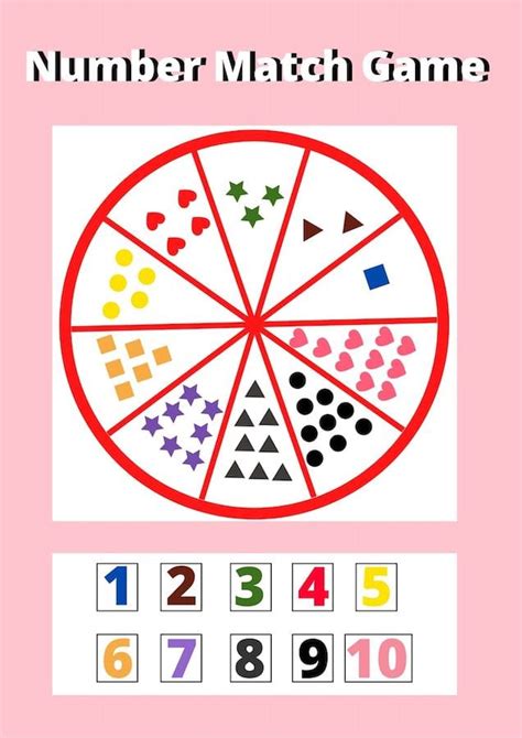 preschool numbers matching game   printable