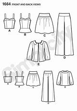 Simplicity Skirt Tops 1664 Pants Sketch Patterns Drawing Misses Jacket Fashion Reviews Drawings Patternreview Sewing sketch template