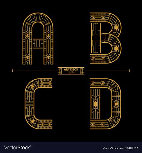 alphabet art deco style   set abcd royalty  vector