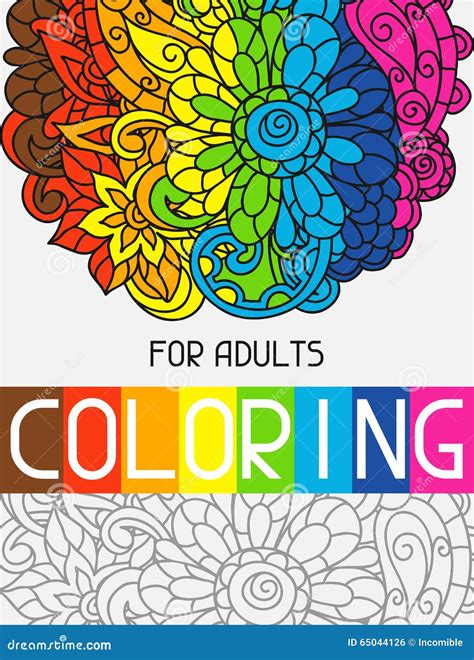 adult coloring book design  cover illustration stock vector