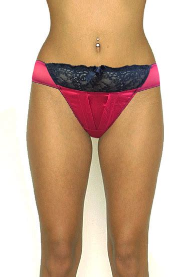 Red Satin Black Lace Reliable Ladies Thong Panty