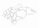 Honduras Mapa Colorear Mudo Departamentos sketch template