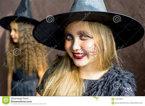 girl in witch costume stock image image of black little 102018827