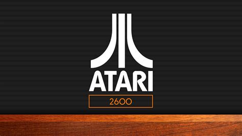 atari 2600 logo atari video games logo wood dark minimalism 4k