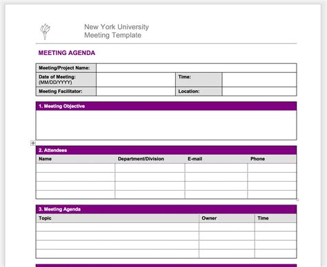 blank agenda templates  meetings