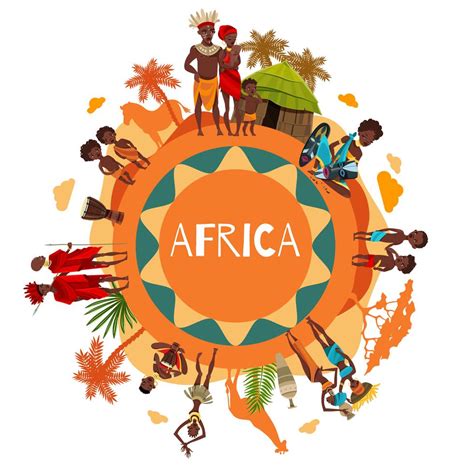 african cultural symbols  composition poster  vector art