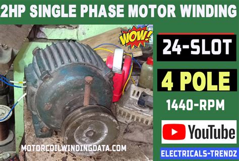 hp single phase induction motor winding data single phase motor
