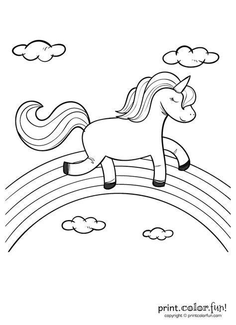 happy unicorn   rainbow coloring page print color fun