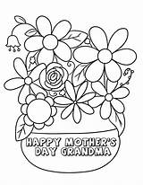 Grandma Coloring Flowers Freebiefindingmom sketch template