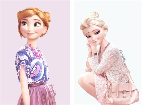 Anna And Elsa As Fashionistas Frozen Fan Art Popsugar Love And Sex