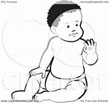 Baby Sitting Boy Clipart Waving Outlined Illustration Vector Royalty Lal Perera sketch template