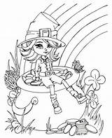 Leprechaun Arcobaleno Pot Patricks Lassie Dragonne Gratuitamente Raskrasil sketch template