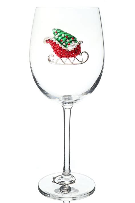 The Queens Jewels Christmas Sleigh Jeweled Glassware Wine Glasses