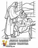 Coloring Pages Jesus Dorcas Peter Bible Tabitha Dead Girl Raises People Colouring Helps Drawing School Template sketch template