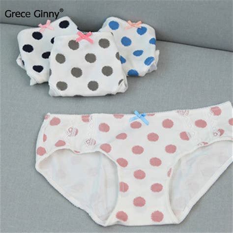 2 pieces lot polka dot sexy cotton low waist cute comfortable