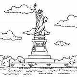 Estatua Libertad Statuia Libertatii Colorat Landmark Printablepicture Monuments Constitution sketch template