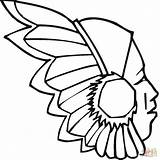 Indian Coloring Headdress Pages Drawing Printable Red Supercoloring Native Color Americans Sketch Crafts sketch template