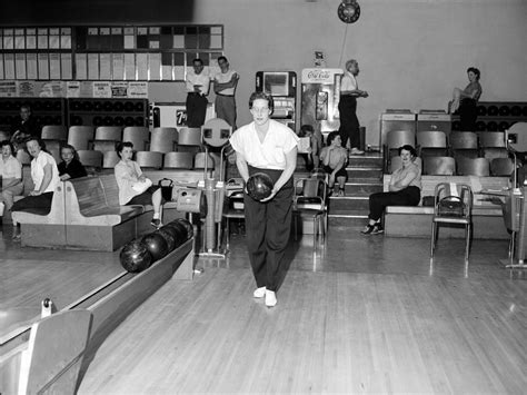 Woman Female Bowling 1958 Black White 1950s Ball Photograph By Mark Goebel