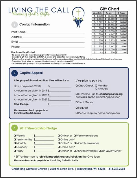 pledge card template word awesome capital campaign pledge reminder
