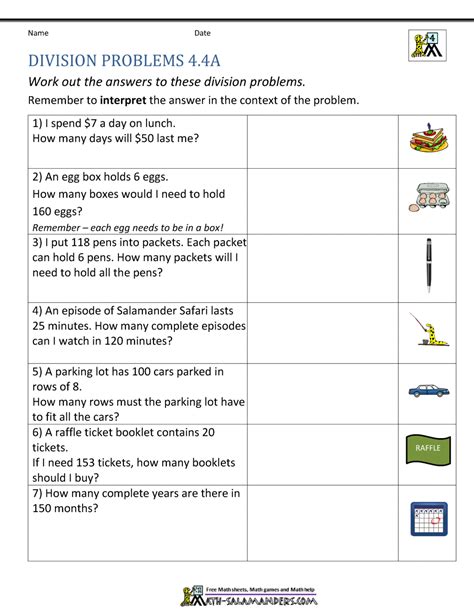 grade  worksheets printable worksheet  grade math word problems