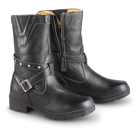 womens milwaukee motorcycle leather damsel side zip motorcycle boots black