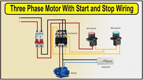 phase motor  start  stop wiring diagram motor start stop circuit
