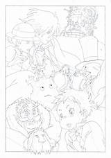 Moving Howl Castle Line Ghibli Coloring Pages Studio Visit Anime Lineart Drawing Colouring sketch template